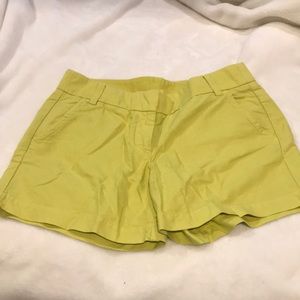J Crew chino shorts in chartreuse/green yellow